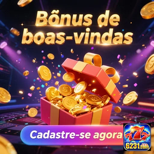 Imagem do bônus de boas-vindas do site 6231, destacando ofertas especiais para novos usuários.