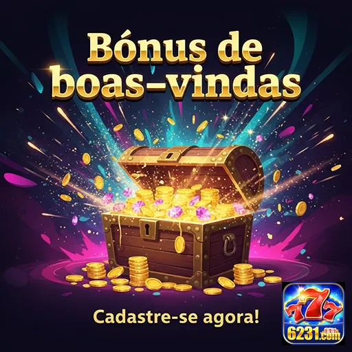 Imagem do bônus de boas-vindas no site 6231, destacando ofertas e promoções para novos usuários.